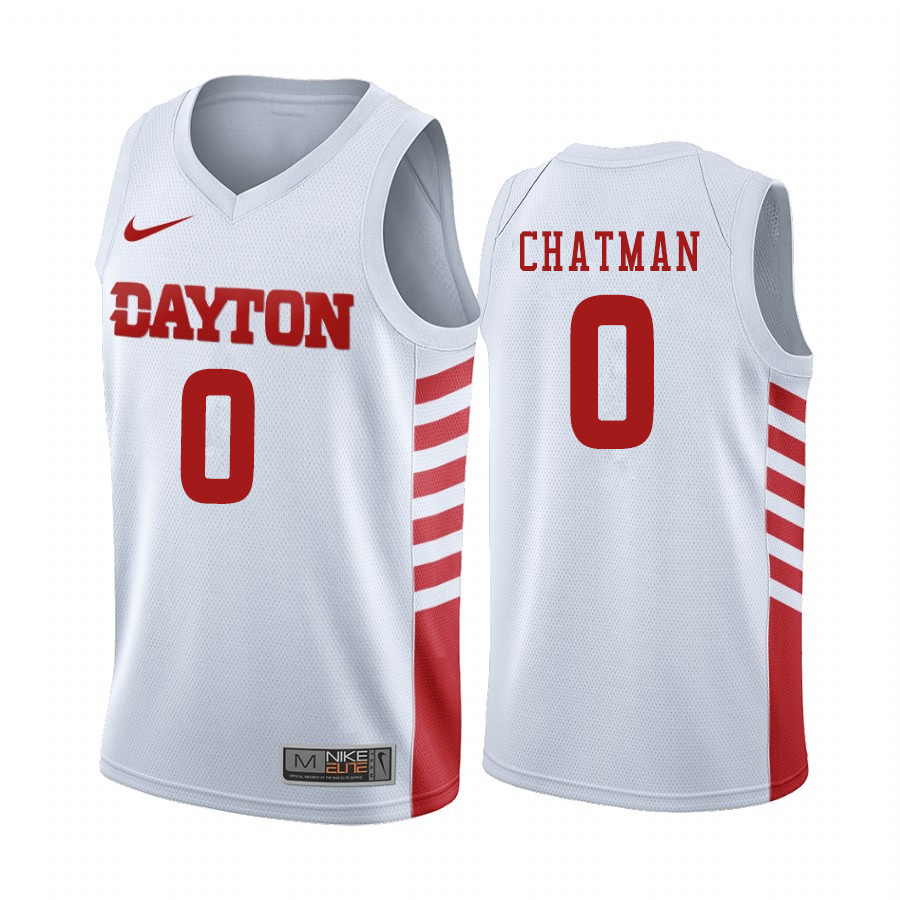 Men #0 Rodney Chatman Dayton Flyers College Basketball Jerseys Sale-White